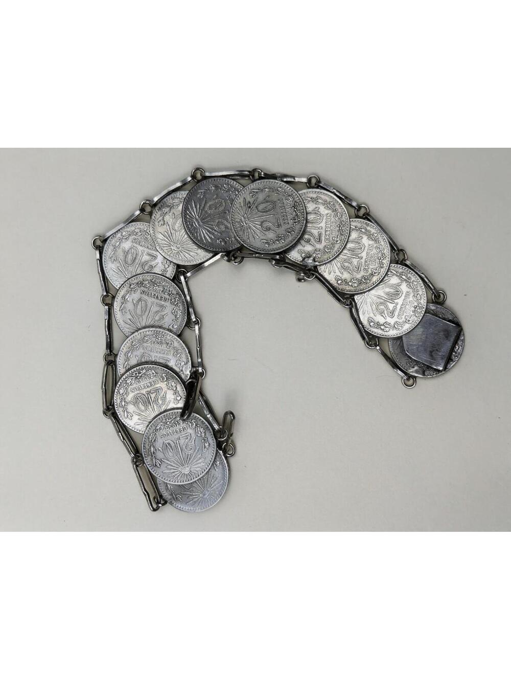 1990's 20 centavos silver coin link bracelet